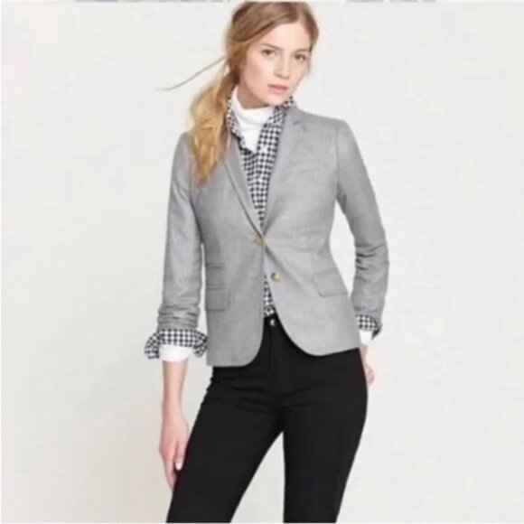 J. Crew Classic Schoolboy Blazer Gray Wool Size 2 - Picture 1 of 6